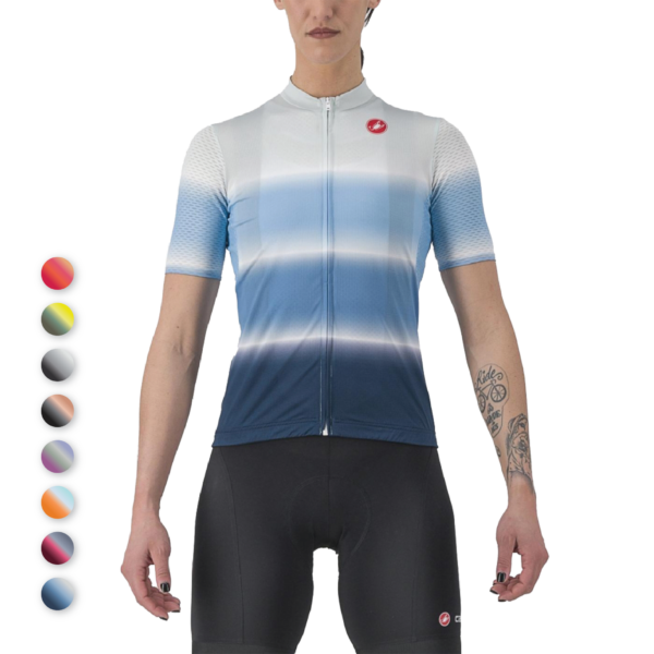 Maglia Ciclismo Donna Castelli Dolce Jersey, Colore Sulphur/Military Green, Taglia XS, Tessuto Micro-rete Traspirante, Cerniera YKK